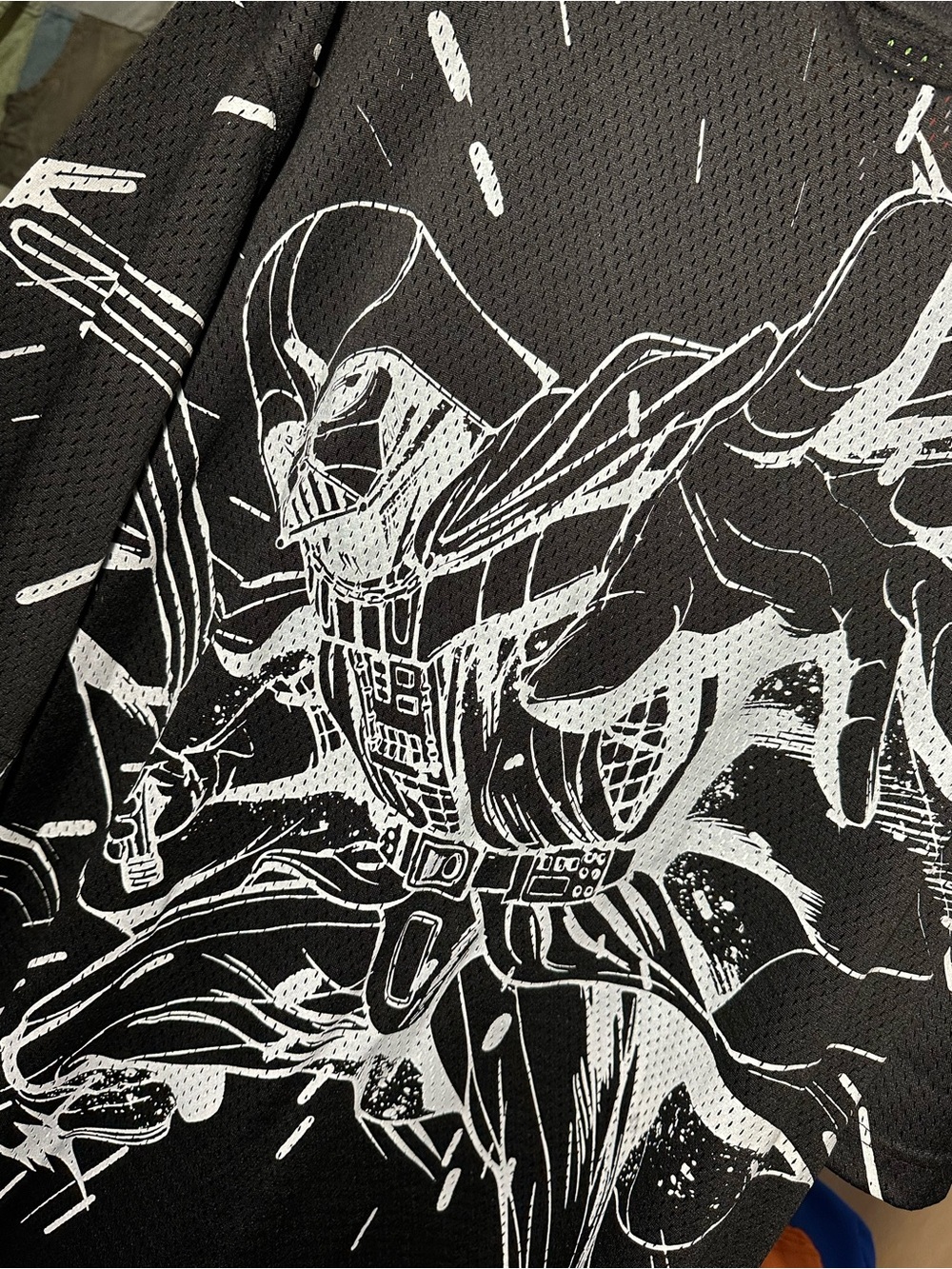 Star Wars Black Graphic Mesh Jersey Top with White Splash Print - Picture 8 of 11